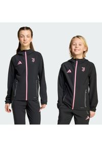 Adidas - Kurtka Juventus Tiro 25 Competition Vis Tech Travel Jacket Kids. Kolor: czarny, różowy, wielokolorowy. Materiał: dresówka. Sport: piłka nożna
