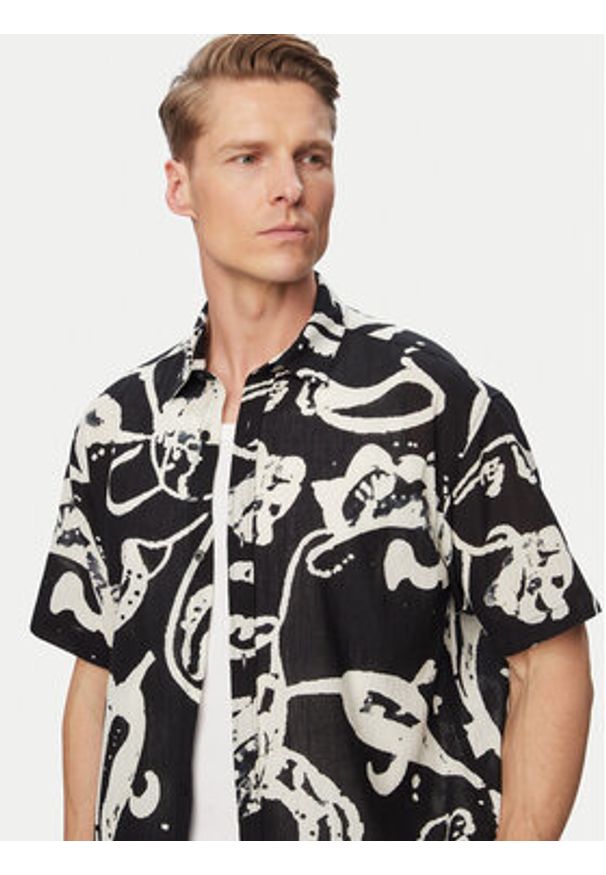 Jack & Jones Koszula Montauk 12293763 Czarny Relaxed Fit. Kolor: czarny. Materiał: bawełna