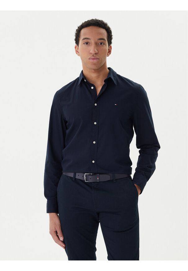 TOMMY HILFIGER - Tommy Hilfiger Koszula MW0MW40460 Granatowy Slim Fit. Kolor: niebieski. Materiał: bawełna