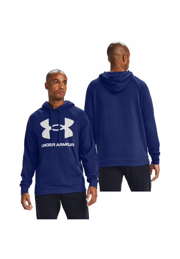 Bluza sportowa dla mężczyzn Under Armour Rival feelce big logo. Typ kołnierza: kaptur. Kolor: niebieski. Sport: fitness