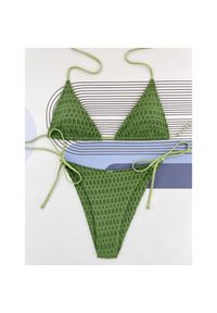 Intica - Bikini z wiązaniem na plażę i basen Folkea. Kolor: zielony. Materiał: materiał