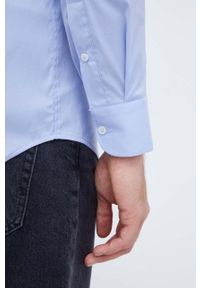 United Colors of Benetton koszula męska kolor niebieski regular z kołnierzykiem klasycznym. Typ kołnierza: kołnierzyk klasyczny. Kolor: niebieski. Materiał: tkanina. Styl: klasyczny #4