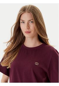 TwinSet - TWINSET T-Shirt 252TP2057 Bordowy Loose Fit. Kolor: czerwony. Materiał: bawełna #3