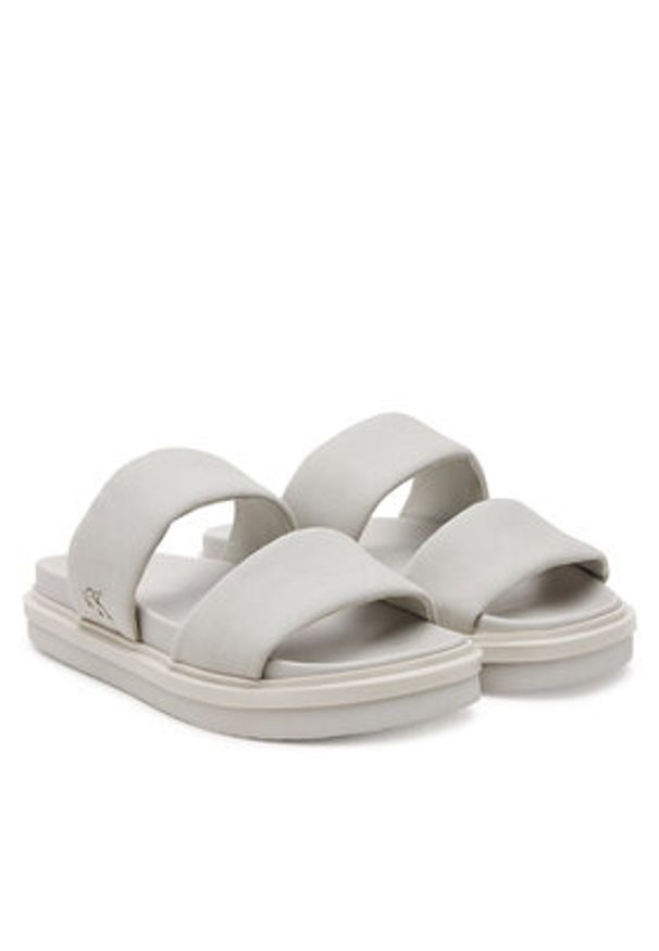 Calvin Klein Jeans Klapki Flat Molded Dbl Bar Sandal Cv YM0YM01222 Szary. Kolor: szary. Materiał: materiał