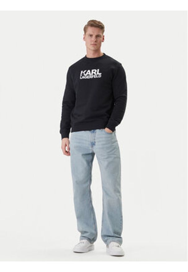 Karl Lagerfeld - KARL LAGERFELD Bluza 705780 562917 Granatowy Regular Fit. Typ kołnierza: dekolt w karo. Kolor: niebieski. Materiał: bawełna