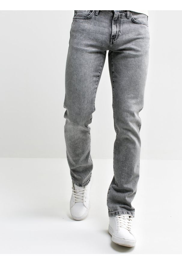 Big-Star - Spodnie jeans męskie szare Terry Slim 966. Okazja: na co dzień. Kolor: czarny. Styl: rockowy, casual, klasyczny, sportowy