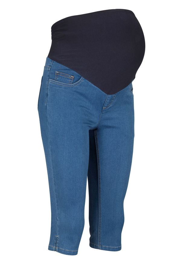 Rybaczki dżinsowe ciążowe bonprix niebieski denim. Kolekcja: moda ciążowa. Kolor: niebieski