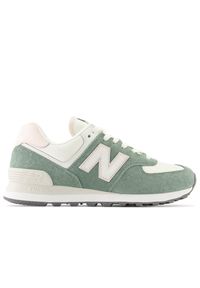 Buty New Balance WL574AJ2 - zielone. Zapięcie: sznurówki. Kolor: zielony. Materiał: guma, skóra, zamsz, materiał, syntetyk. Szerokość cholewki: normalna. Model: New Balance 574