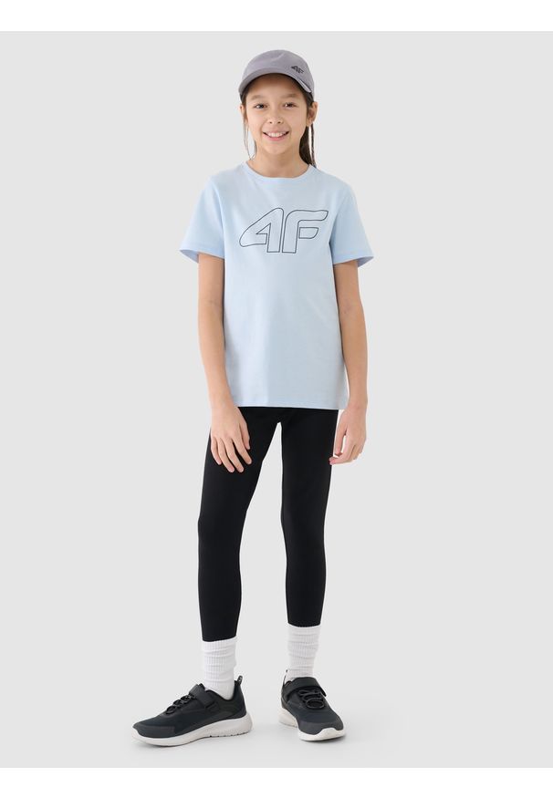 4f - 4F T-shirt z nadrukiem chłopięcy - niebieski 146 (10-11 lat). Okazja: na co dzień. Kolor: niebieski. Materiał: dzianina, jersey, bawełna. Długość rękawa: krótki rękaw. Długość: krótkie. Wzór: nadruk. Sezon: lato. Styl: casual, klasyczny, sportowy