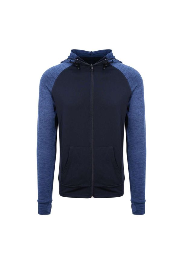 JUST COOL - Bluza Rozpinana Męska Kontrastowa Melanż Slim. Kolor: niebieski. Wzór: melanż