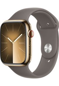 APPLE - Smartwatch Apple Watch 9 GPS+Cellular 45mm stalowy Złoty | Popielaty Brąz pasek sportowy S/M. Rodzaj zegarka: smartwatch. Kolor: brązowy, wielokolorowy, złoty, szary. Materiał: materiał. Styl: sportowy #1