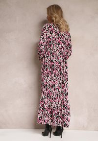 Renee - Fuksjowa Sukienka Rozkloszowana Maxi z Falbanką Maruerilla. Kolor: różowy. Materiał: tkanina. Długość: maxi #2