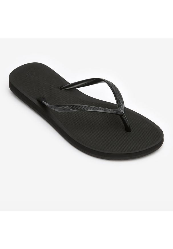 Japonki damskie Decathlon 500. Okazja: na plażę. Kolor: czarny. Materiał: materiał. Styl: sportowy