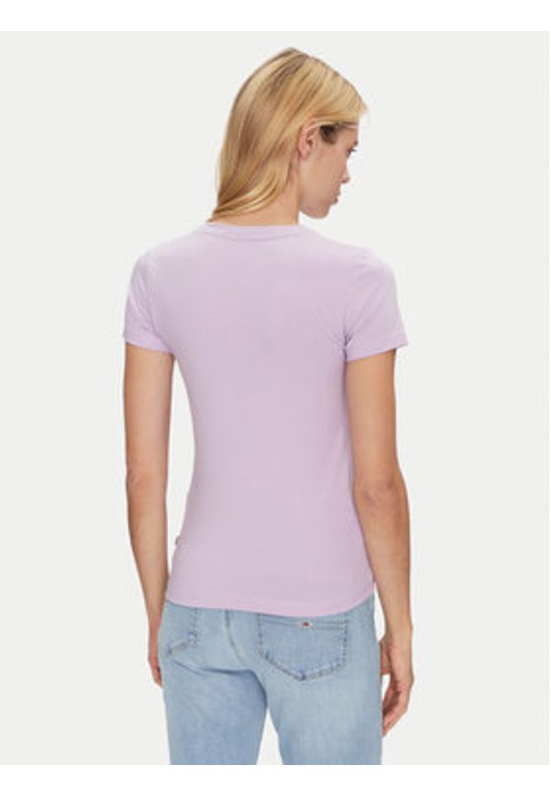 Guess Jeans T-Shirt W4YI01 J1314 Fioletowy Slim Fit. Kolor: fioletowy. Materiał: bawełna