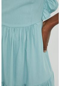 Answear Lab sukienka kolor turkusowy maxi rozkloszowana. Typ kołnierza: dekolt w karo. Kolor: turkusowy. Materiał: tkanina. Typ sukienki: rozkloszowane. Styl: wakacyjny. Długość: maxi #2