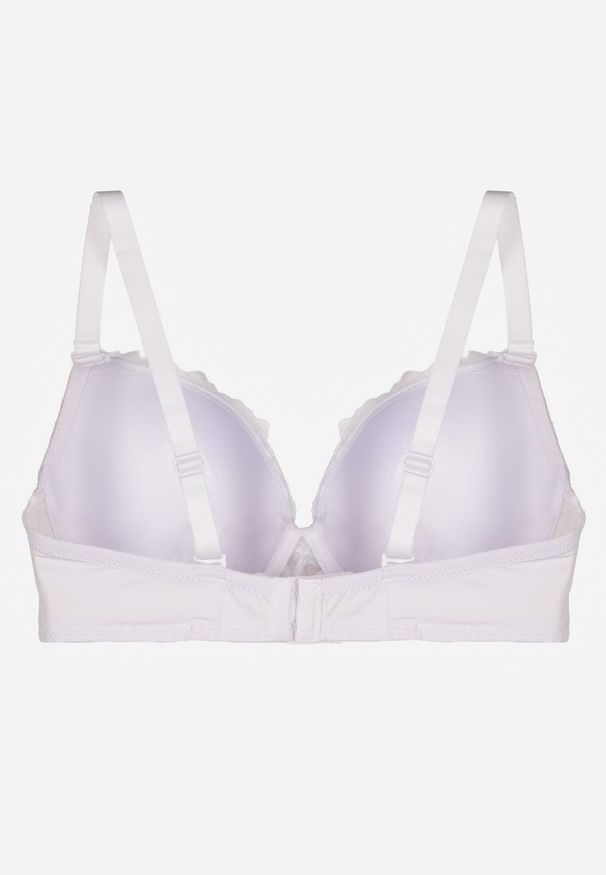 Born2be - Biały Biustonosz z Koronką i Sercem z Cyrkonii Coratune. Kolor: biały. Materiał: koronka. Wzór: koronka