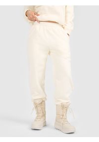 4f - 4F Spodnie dresowe polarowe damskie - białe L. Kolor: biały. Materiał: polar, dresówka. Sport: turystyka piesza #2