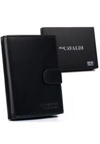 4U CAVALDI - Portfel skórzany Cavaldi 0001L-P-BS czarny. Kolor: czarny. Materiał: skóra