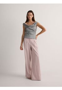 Reserved - Szerokie spodnie z zakładkami z wiskozą - brudny róż. Kolor: różowy. Materiał: wiskoza #1