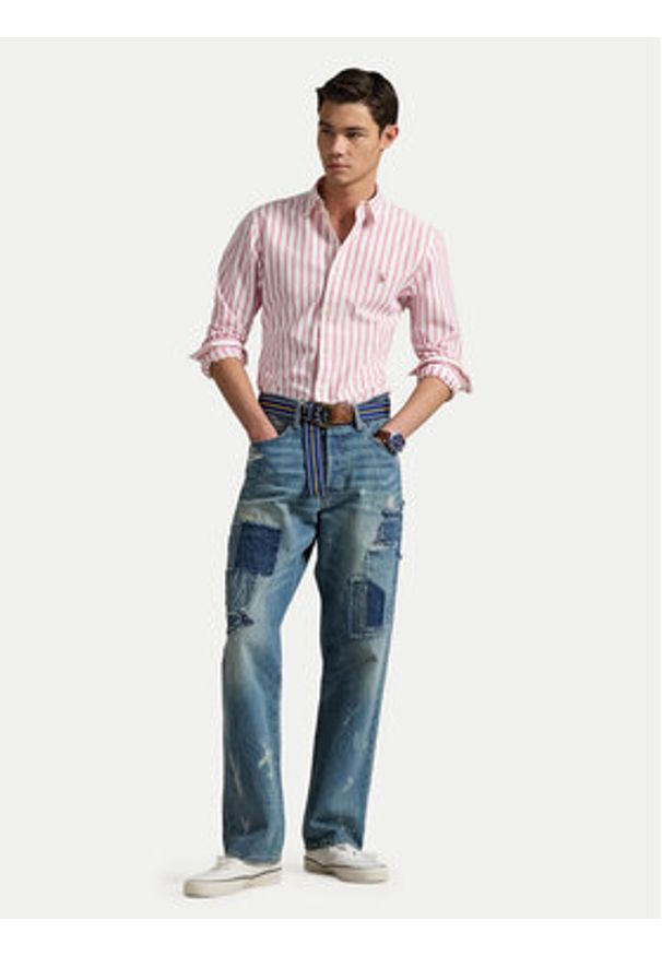 Polo Ralph Lauren Koszula 710906622002 Różowy Custom Fit. Typ kołnierza: polo. Kolor: różowy. Materiał: bawełna