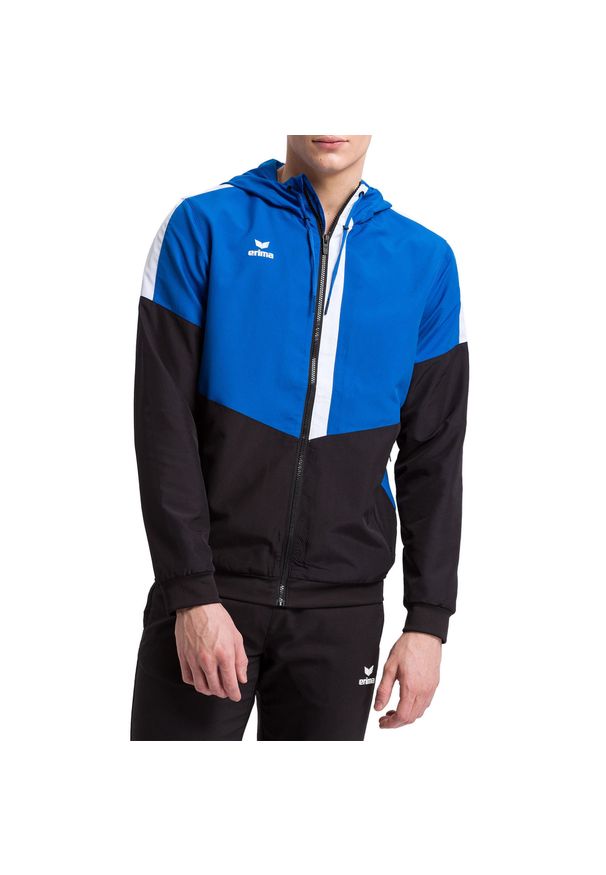 ERIMA - Kurtka z kapturem Erima Tracktop Squad. Typ kołnierza: kaptur. Kolor: wielokolorowy, niebieski, czarny. Sport: fitness, piłka ręczna