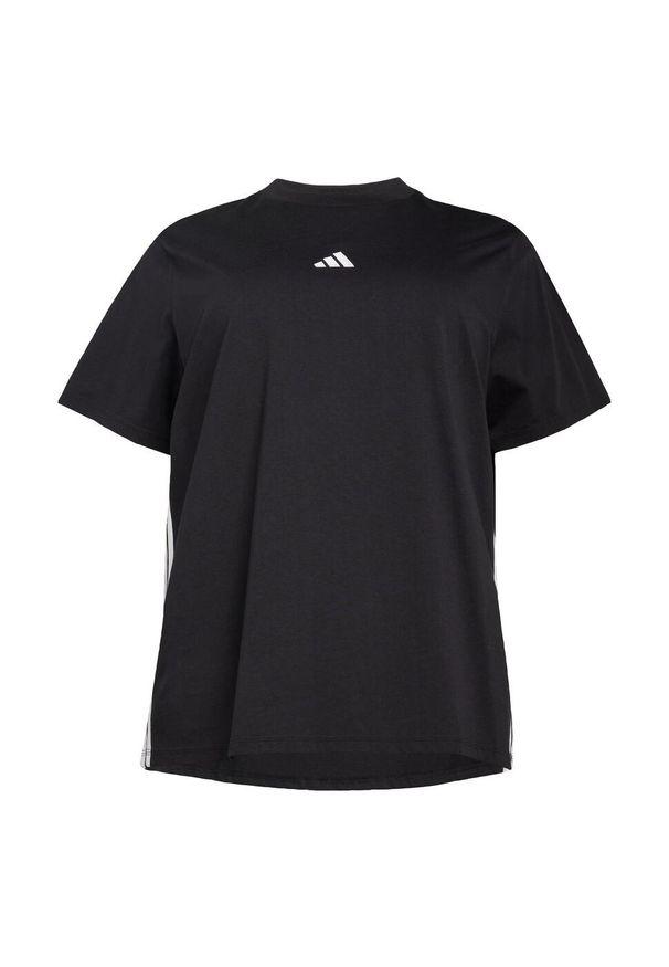 Adidas - Koszulka Essentials 3-Stripes Cotton (Plus Size). Kolekcja: plus size. Kolor: czarny, biały, wielokolorowy. Materiał: bawełna