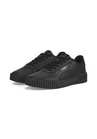 Puma - Damskie sneakersy Carina 2.0 PUMA Black Dark Shadow Gray. Okazja: na plażę. Kolor: czarny, szary, wielokolorowy. Materiał: skóra. Sezon: lato. Sport: turystyka piesza, tenis