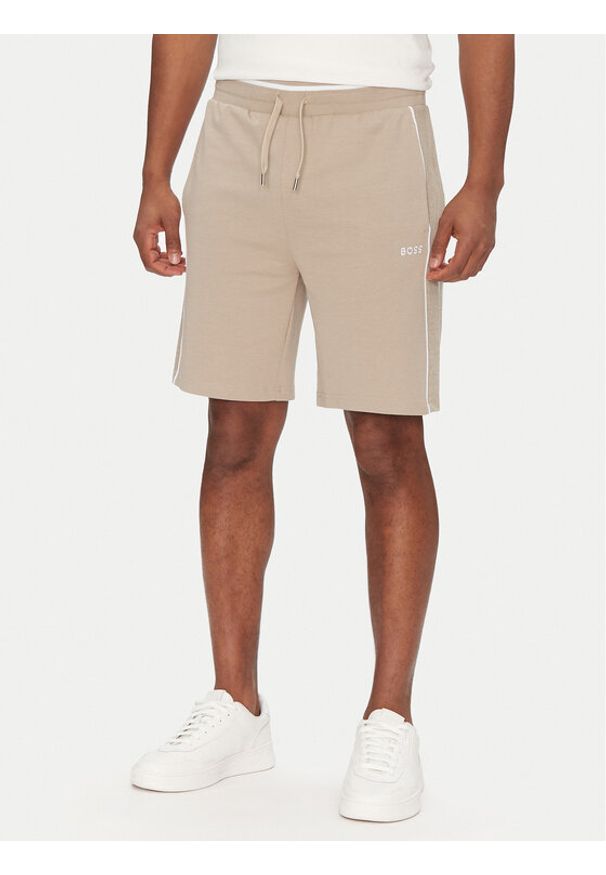 BOSS Szorty sportowe Tracksuit Short 50540752 Beżowy Regular Fit. Kolor: beżowy. Materiał: syntetyk, bawełna. Styl: sportowy