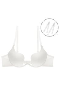 Intica - Biustonosz push-up do głębokich dekoltów z miękką wyściółką Kibariye. Kolor: biały. Materiał: materiał, skóra. Rodzaj stanika: push-up #1