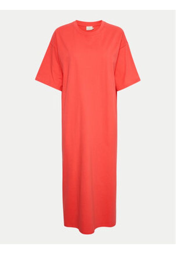 Kaffe Sukienka codzienna Edna 10507351 Czerwony Loose Fit. Okazja: na co dzień. Kolor: czerwony. Materiał: bawełna. Typ sukienki: proste. Styl: casual