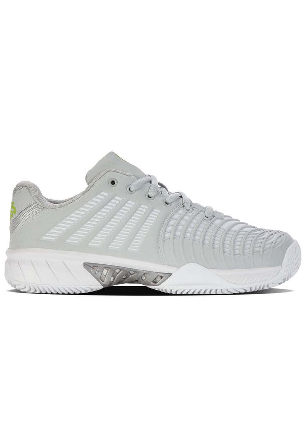 Buty do tenisa damskie K-Swiss Express Light 3. Kolor: biały, zielony, wielokolorowy, szary. Materiał: materiał, syntetyk. Szerokość cholewki: normalna. Sport: tenis