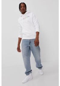 Calvin Klein Jeans - Bluza bawełniana. Okazja: na co dzień. Typ kołnierza: kaptur. Kolor: biały. Materiał: bawełna. Wzór: nadruk. Styl: casual #4