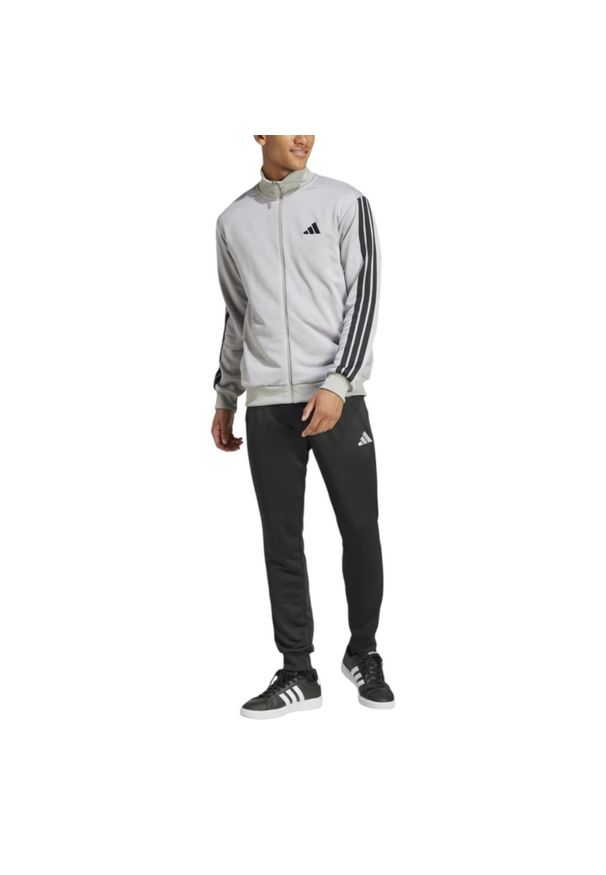 Adidas - Dres adidas Szary 3 Paski. Kolor: szary. Materiał: poliester. Wzór: paski