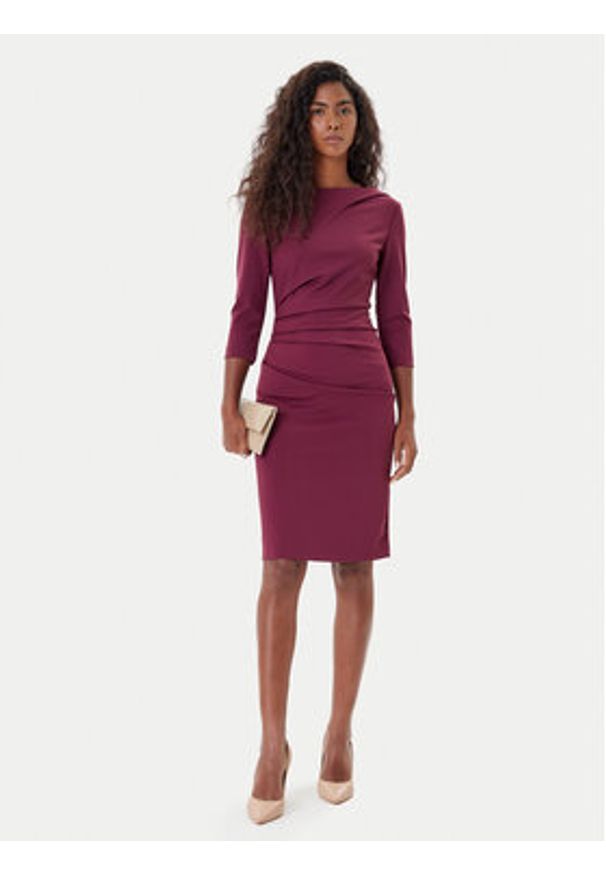 Rinascimento Sukienka koktajlowa CFC0126154003 Bordowy Slim Fit. Kolor: czerwony. Materiał: syntetyk. Styl: wizytowy
