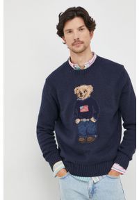 Polo Ralph Lauren sweter męski kolor granatowy. Okazja: na co dzień. Typ kołnierza: polo. Kolor: niebieski. Styl: casual #1