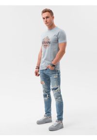 Ombre Clothing - T-shirt męski z nadrukiem - niebieski V-17B S1434 - XXL. Kolor: niebieski. Materiał: bawełna. Wzór: nadruk. Styl: klasyczny #4