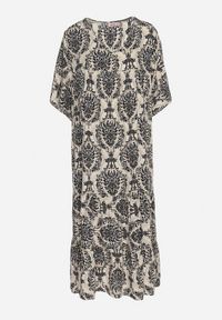 Born2be - Czarna Sukienka z Bawełną w Abstrakcyjny Wzór Filindela. Okazja: na spacer, na co dzień. Kolor: czarny. Materiał: bawełna. Wzór: aplikacja. Styl: elegancki, casual, klasyczny #2