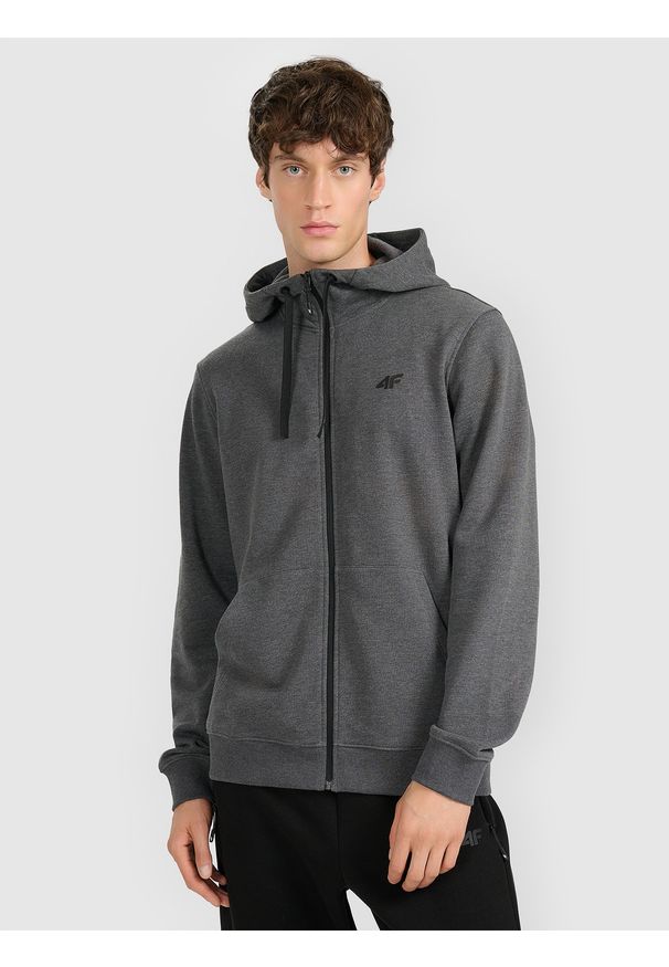 4f - 4F Bluza dresowa rozpinana z kapturem męska - szara XL. Okazja: na co dzień. Typ kołnierza: kaptur. Kolor: szary. Materiał: dresówka. Styl: casual