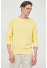 Polo Ralph Lauren bluza bawełniana 710644952039 męska kolor żółty gładka. Typ kołnierza: polo. Kolor: żółty. Materiał: bawełna. Długość rękawa: raglanowy rękaw. Wzór: gładki #2