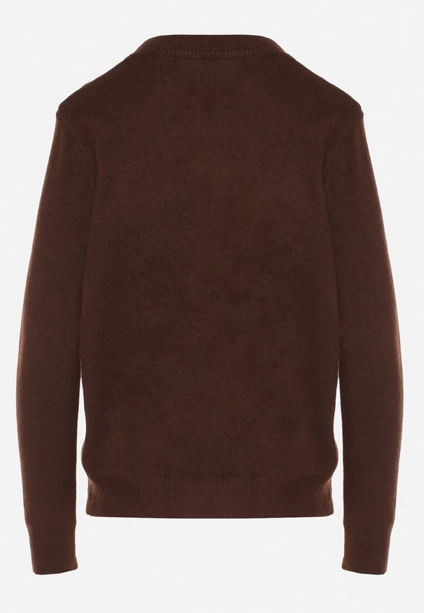 Born2be - Brązowy Klasyczny Sweter z Wełną Mailira. Okazja: na co dzień, do pracy. Kolor: brązowy. Materiał: wełna. Styl: klasyczny