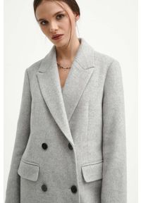 medicine - Medicine płaszcz z domieszką wełny kolor szary przejściowy dwurzędowy. Kolor: szary. Materiał: wełna. Wzór: aplikacja. Styl: klasyczny #7