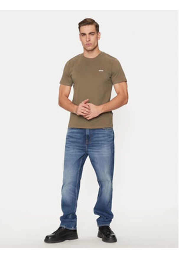 SCHOTT N.Y.C. T-Shirt TSCLAWS1 Khaki Regular Fit. Kolor: brązowy. Materiał: bawełna