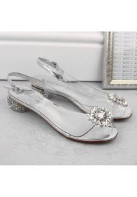 POTOCKI - Transparentne sandały damskie z cyrkoniami srebrne Potocki WS43301 srebrny. Kolor: srebrny #2