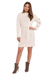 Makover - Sukienka sweterkowa z ozdobnymi guzikami. Materiał: akryl, poliamid. Długość rękawa: długi rękaw. Wzór: ze splotem #2