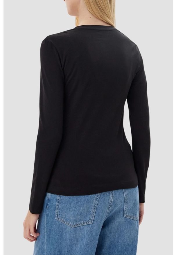 Guess - GUESS Czarny damski longsleeve Embro Script. Kolor: czarny. Długość rękawa: długi rękaw