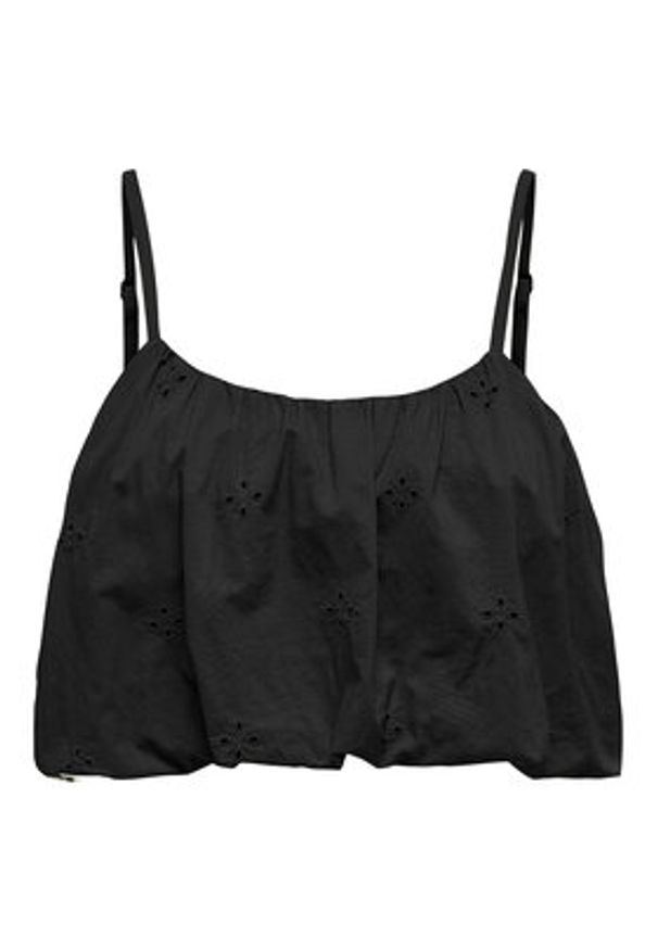 only - ONLY Top Lou 15342566 Czarny Cropped Fit. Kolor: czarny. Materiał: bawełna