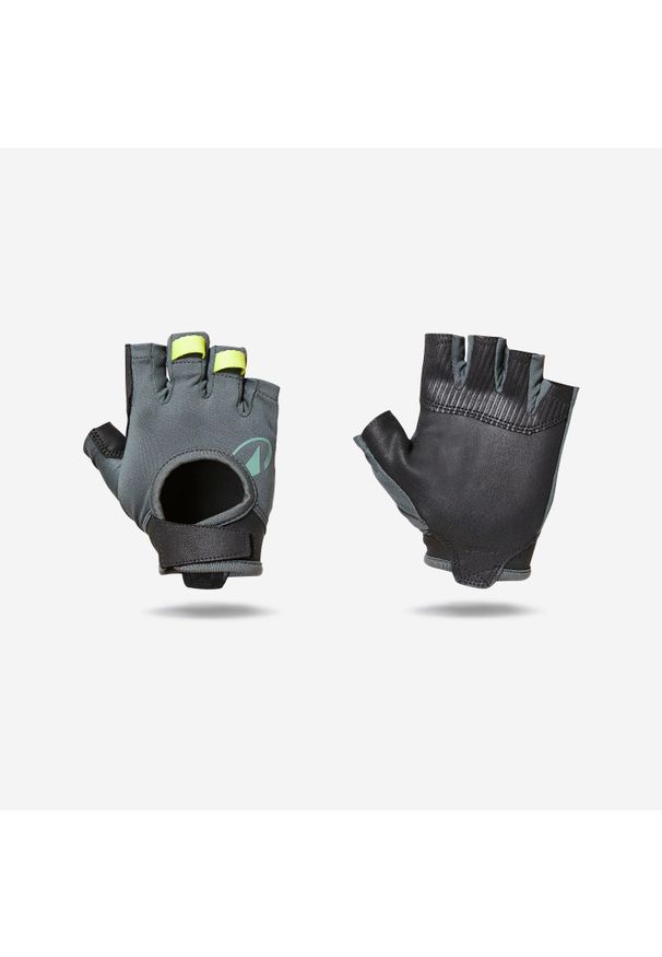 CORENGTH - Rękawiczki fitness Domyos. Kolor: żółty, czarny, wielokolorowy, zielony. Materiał: skóra. Sport: fitness