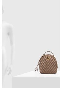 Pinko plecak skórzany Answear Exclusive damski kolor brązowy mały gładki. Kolor: brązowy. Materiał: skóra. Wzór: gładki #2