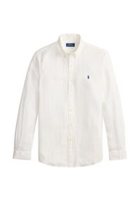 Polo Ralph Lauren Koszula 710968915014 Biały Slim Fit. Typ kołnierza: polo. Kolor: biały. Materiał: len #3