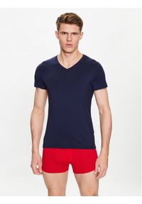 HOM T-Shirt Tencel Soft 402466 Granatowy Regular Fit. Kolor: niebieski. Materiał: lyocell